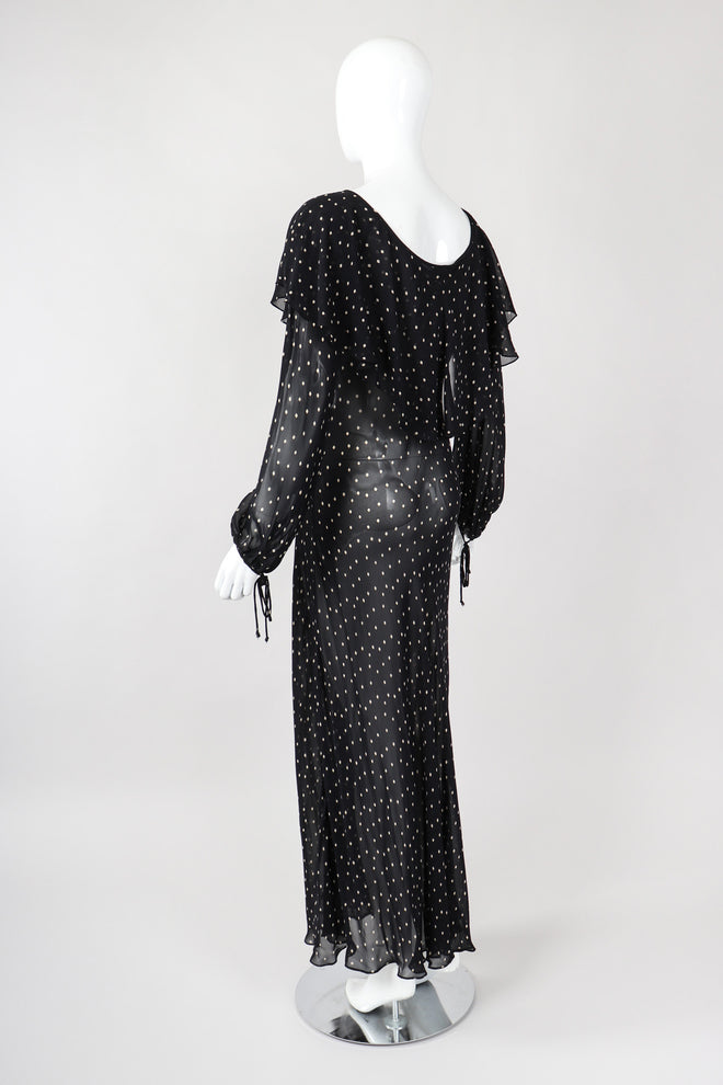 Recess Los Angeles Vintage Donna Karan Diamond Dot Chiffon Sheer Bias Dress