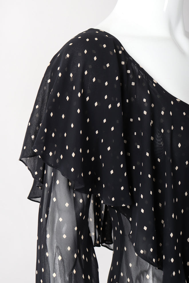 Recess Los Angeles Vintage Donna Karan Diamond Dot Chiffon Sheer Bias Dress