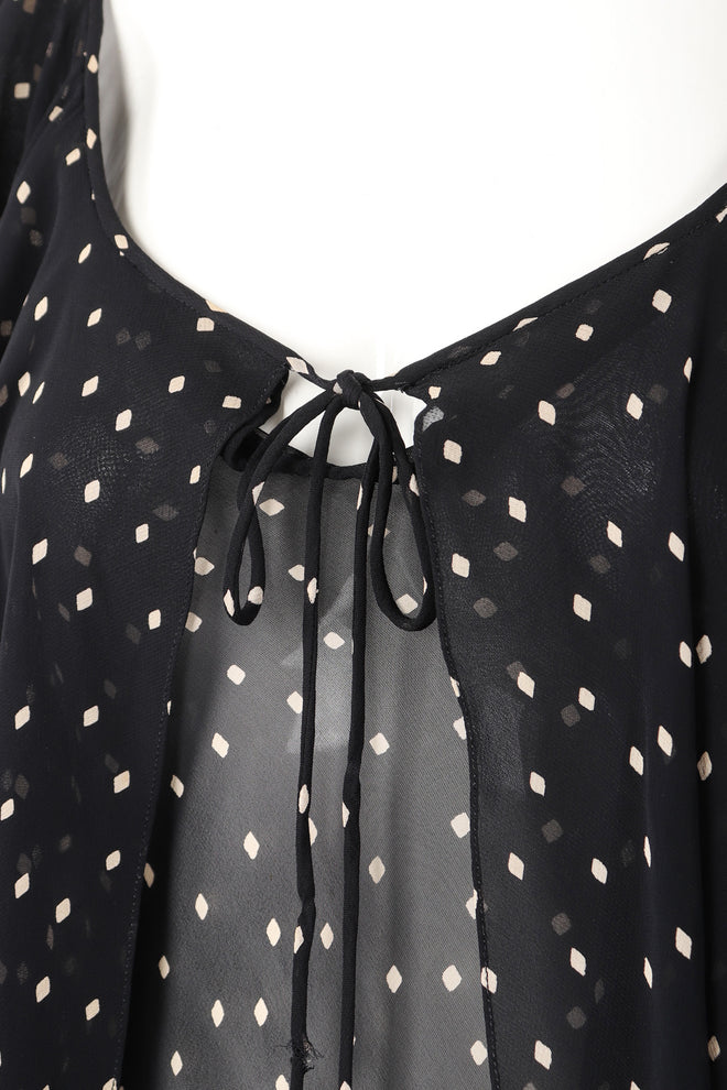 Recess Los Angeles Vintage Donna Karan Diamond Dot Chiffon Sheer Bias Dress
