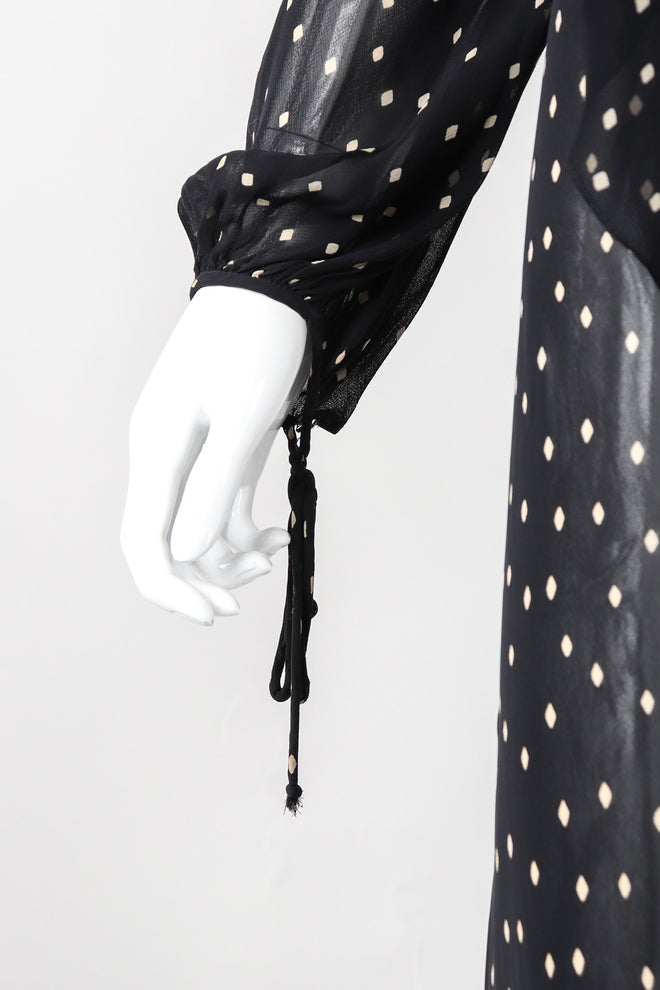 Recess Los Angeles Vintage Donna Karan Diamond Dot Silk Chiffon Sheer Bias Dress