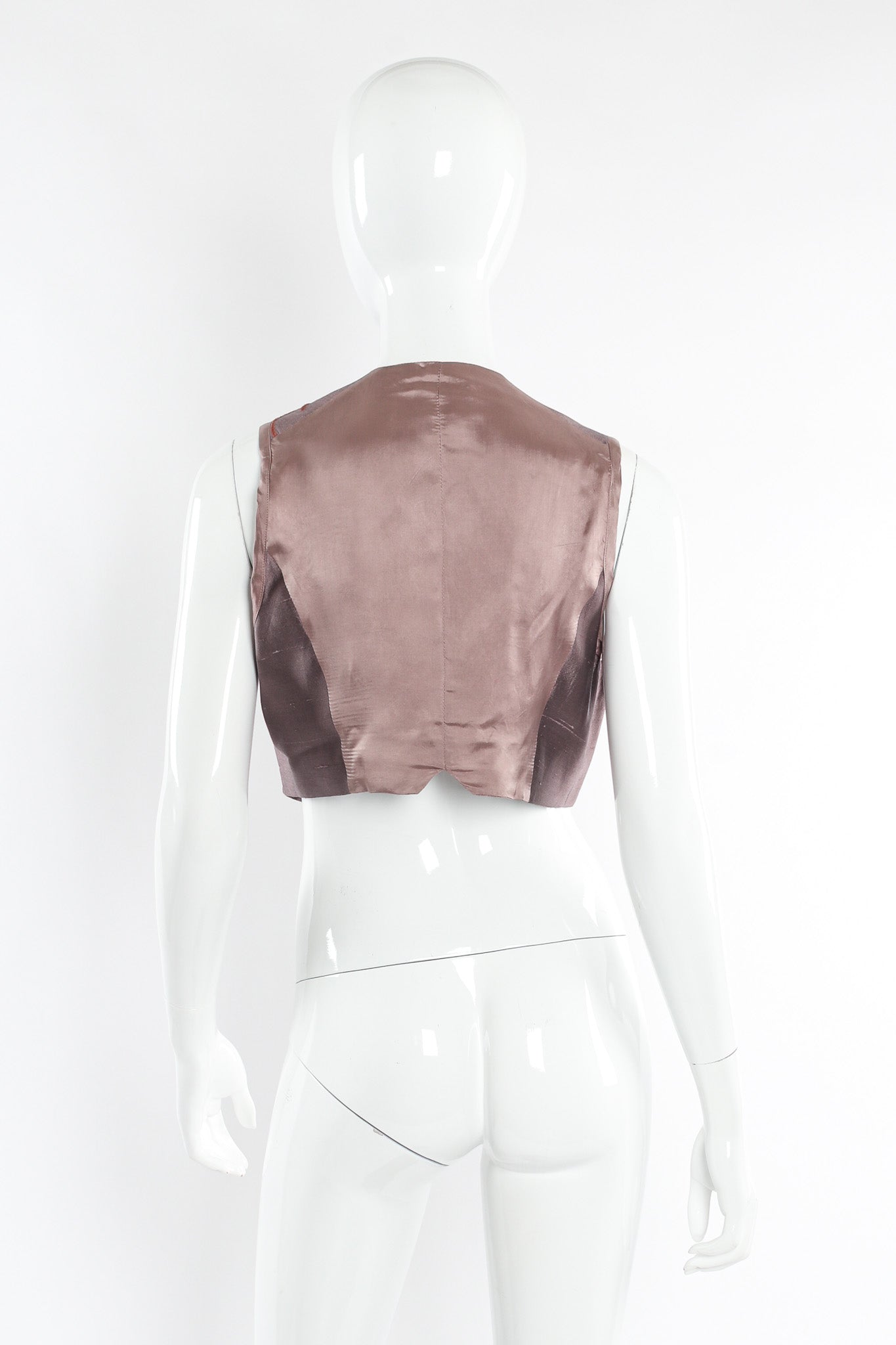 Vintage Dries Van Noten Floral Silk Jacket, Vest, & Skirt Set mannequin vest back  @ Recess LA