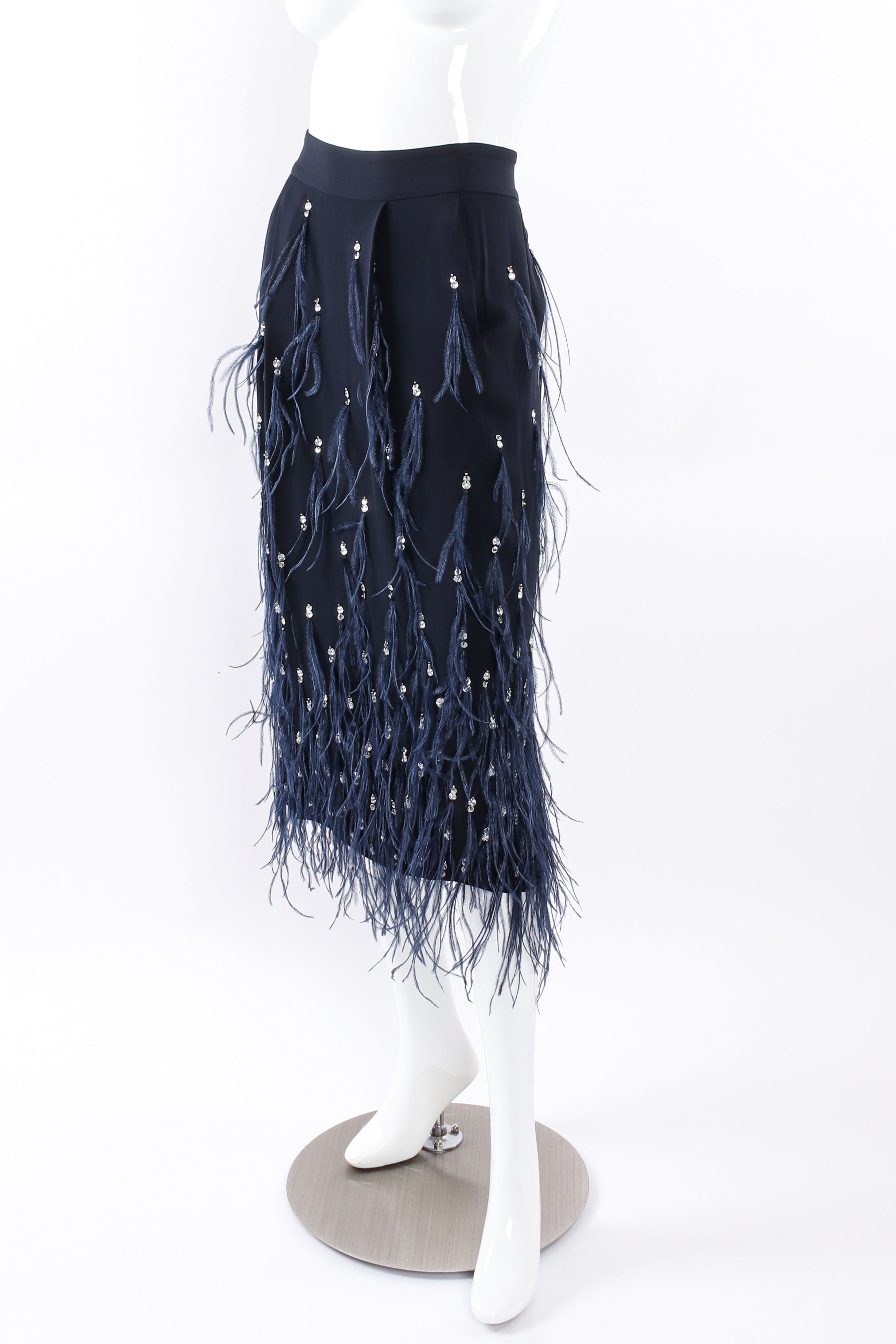 Vintage Dries Van Noten Sequin Ostrich Feather Skirt mannequin angle @ Recess LA