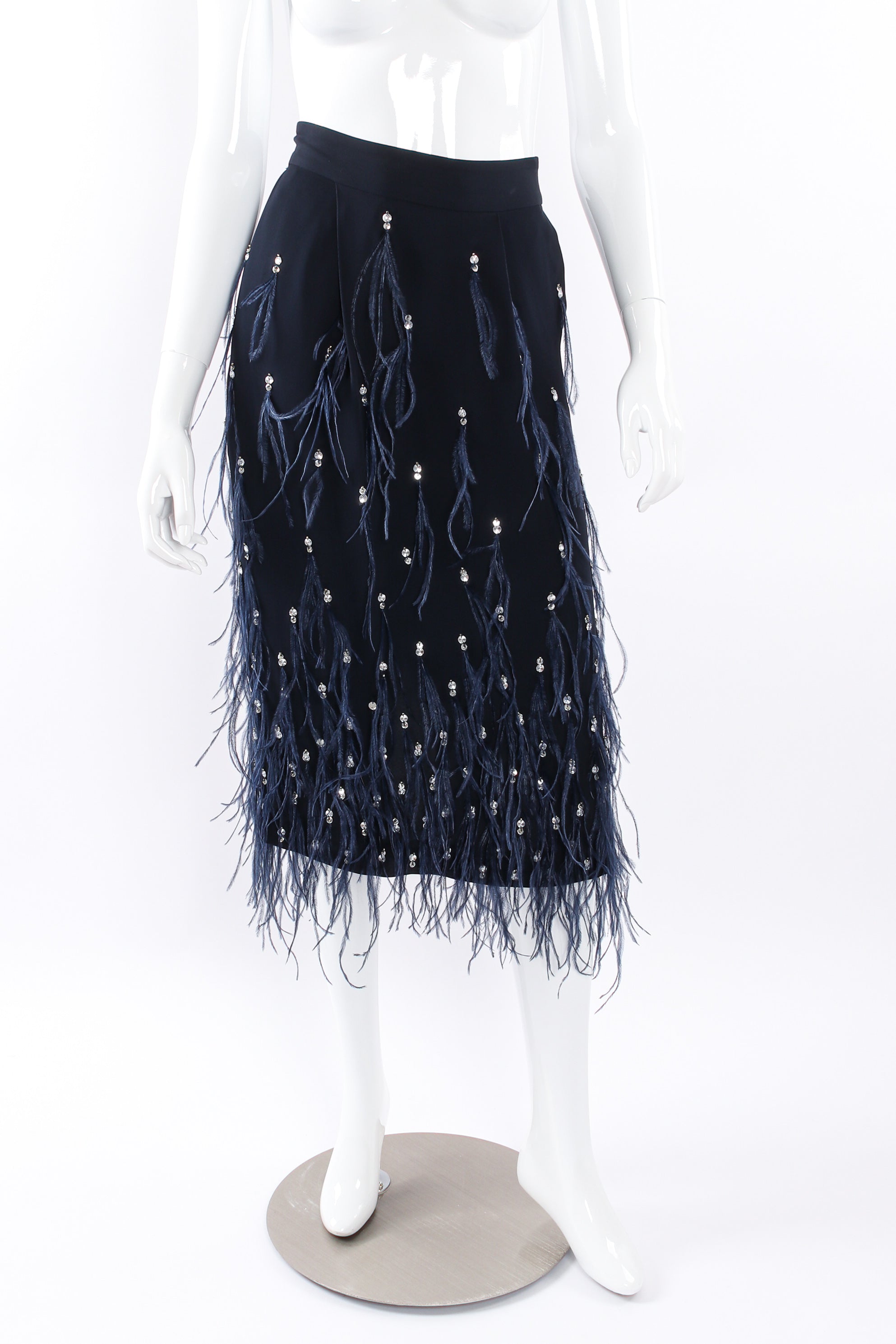 Vintage Dries Van Noten Sequin Ostrich Feather Skirt mannequin front@ Recess LA