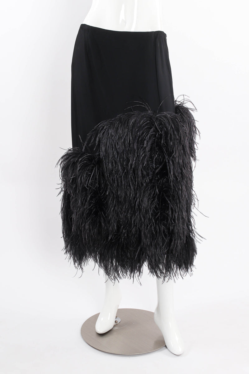 Vintage Dries Van Noten Ostrich Feather Pencil Skirt on mannequin @ Recess LA