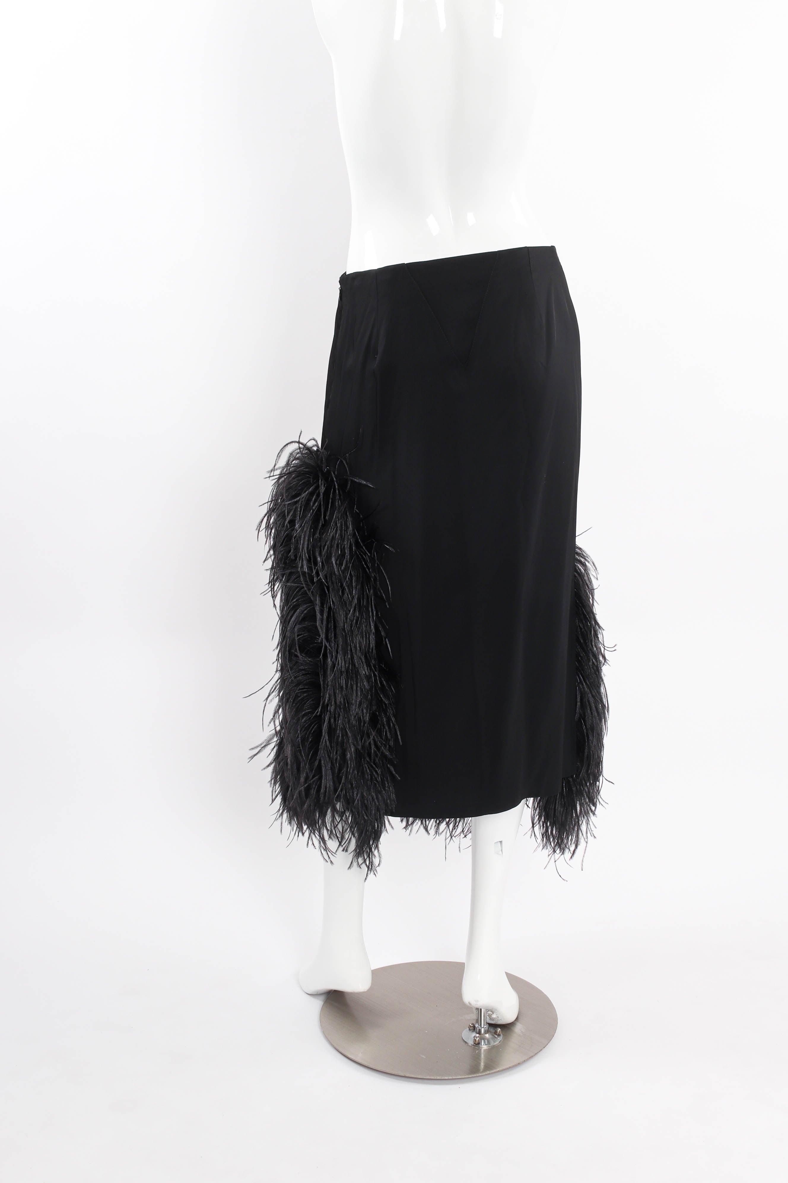 Vintage Dries Van Noten Ostrich Feather Pencil Skirt mannequin back @ Recess LA