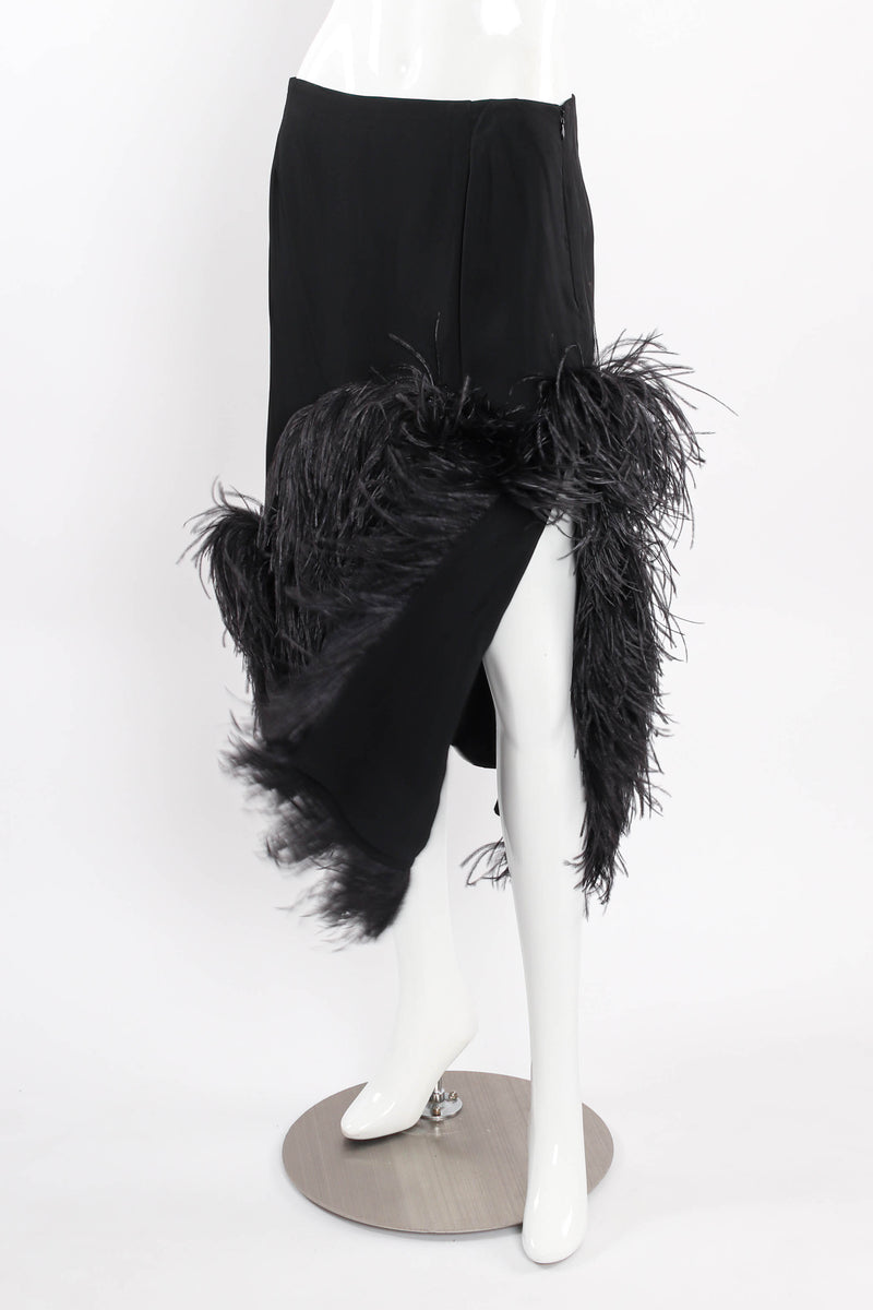 Vintage Dries Van Noten Ostrich Feather Pencil Skirt mannequin angle/slit detail @ Recess LA
