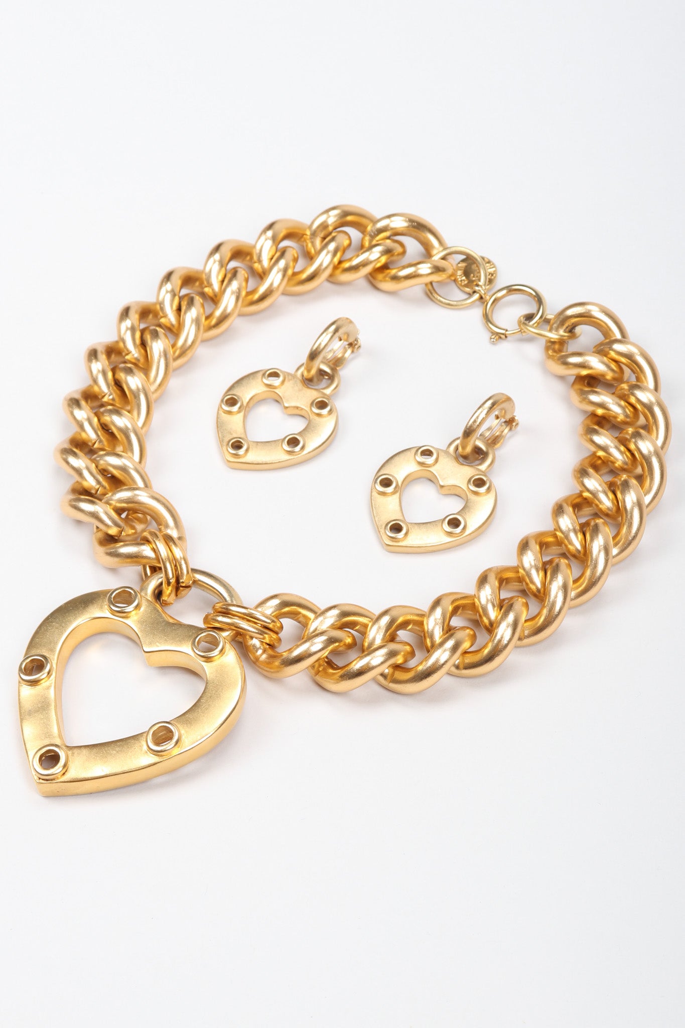Recess Los Angeles Vintage Erwin Pearl Heart Curb Chain Collar Necklace