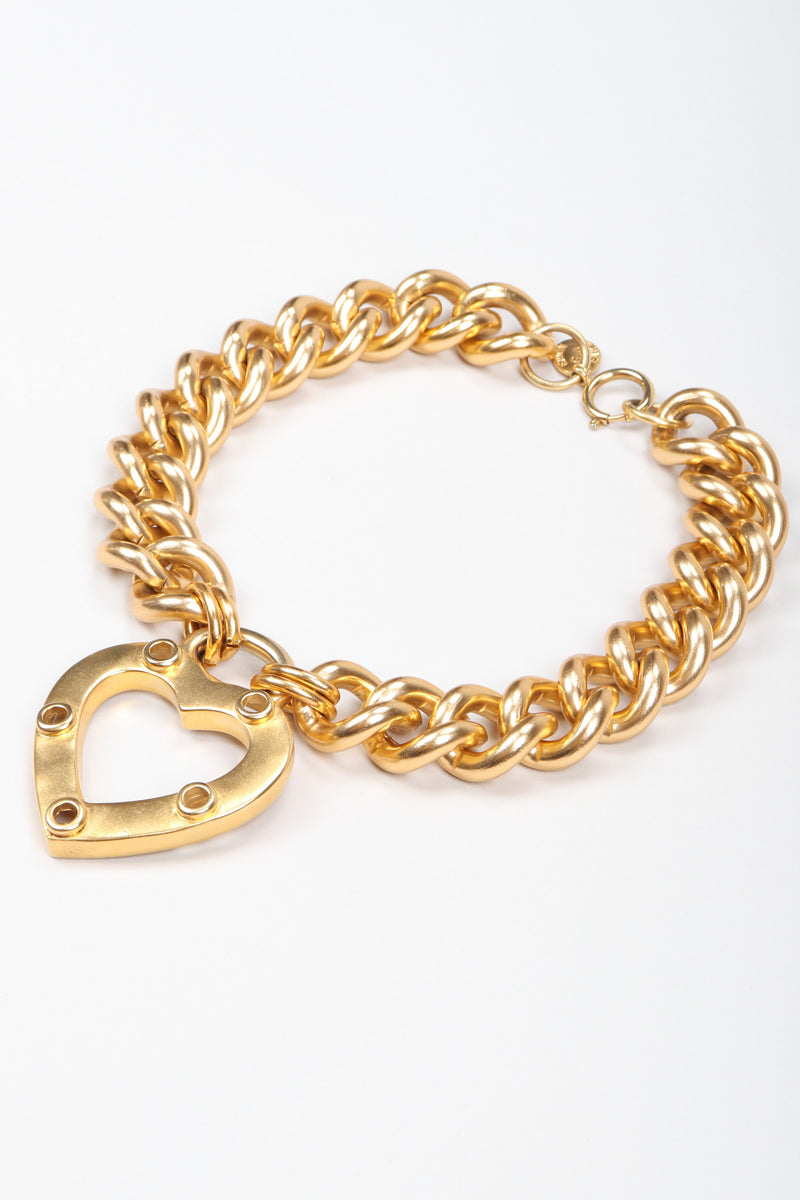 Recess Los Angeles Vintage Erwin Pearl Heart Curb Chain Collar Necklace