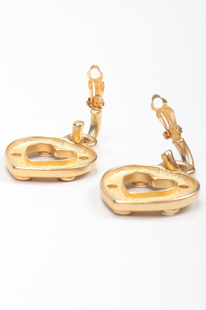 Chanel heart pearl clip earrings