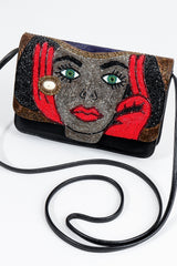 Vintage Bradley Emerald Eyes Beaded Crossbody Bag on Table at Recess Los Angeles