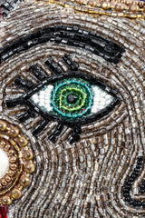 Vintage Bradley Emerald Eyes Beaded Eye Eyebrown Detail