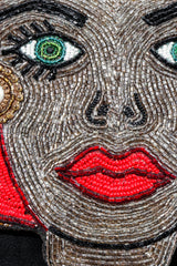 Vintage Bradley Emerald Eyes Beaded Face Detail
