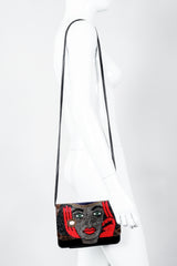 Vintage Bradley Emerald Eyes Beaded Bag on Mannequin Shoulder