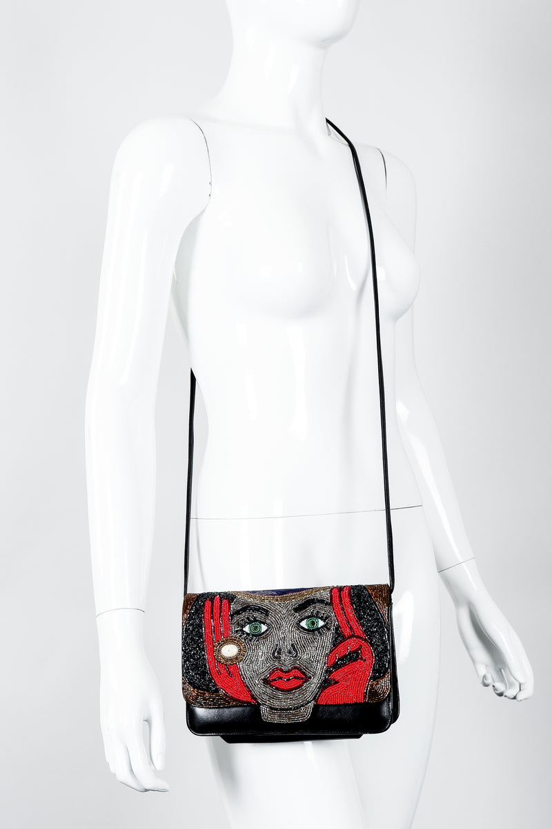 Vintage Bradley Emerald Eyes Beaded Bag on Mannequin Crossbody