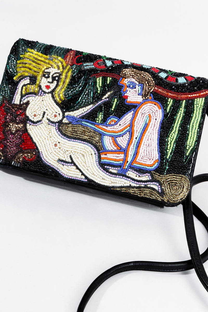 Vintage Bradley Adam & Eve Beaded Bag Front with strap at Recess Los Angeles