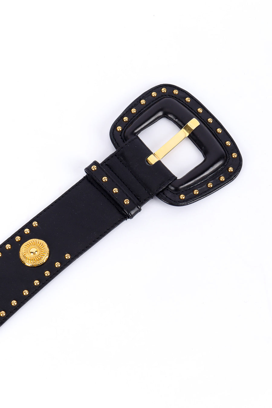 ESCADA Belt XS Black Studded‎ Medallion Roman Stud Gold Chain Western GERMANY ESCADA Belt XS Black Studded Medallion Roman Stud Gold Chain  main image 4