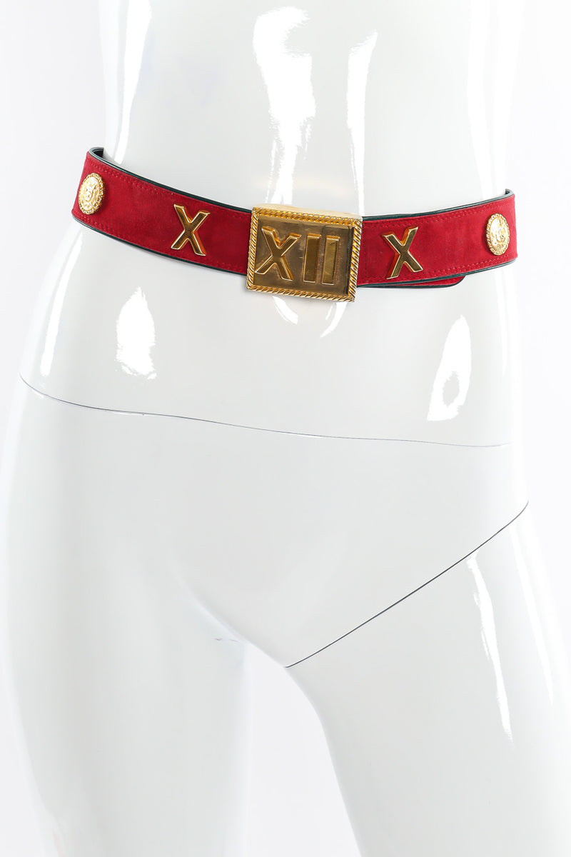leather belt with Roman studs by Escada mannequin front @recessla