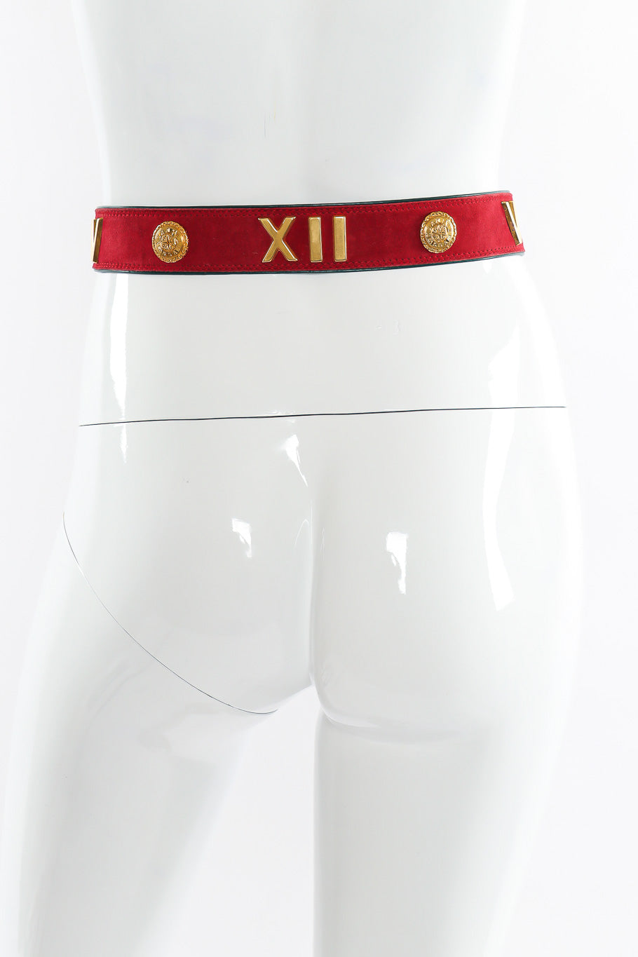 leather belt with Roman studs by Escada mannequin back @recessla