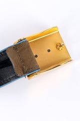 Wide olive brown leather belt with mixed gold studs by Escada inside of buckle @recessla