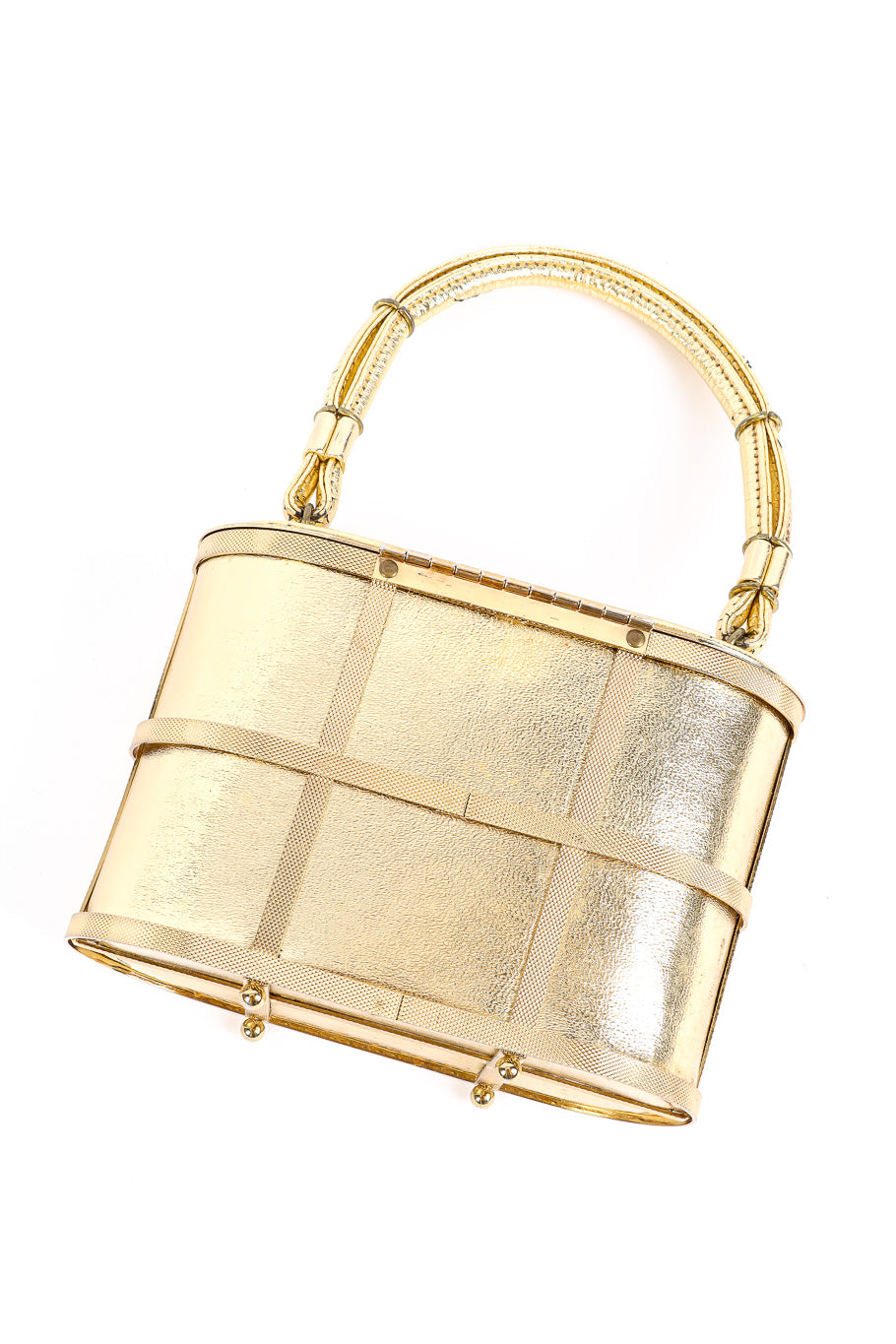 Etra metallic caged oval box bag backside product shot @recessla