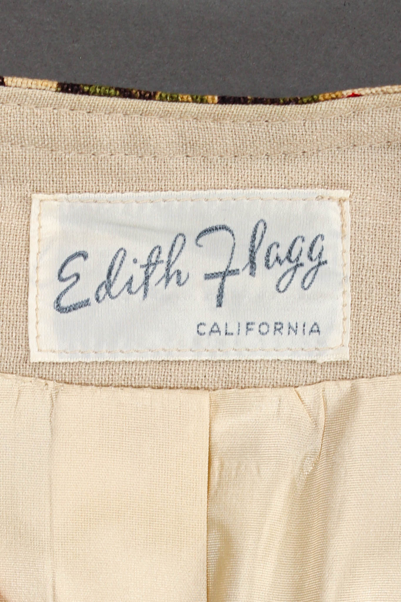 Vintage Edith Flagg Floral Arrangement Canvas Coat tag @ Recess Los Angeles