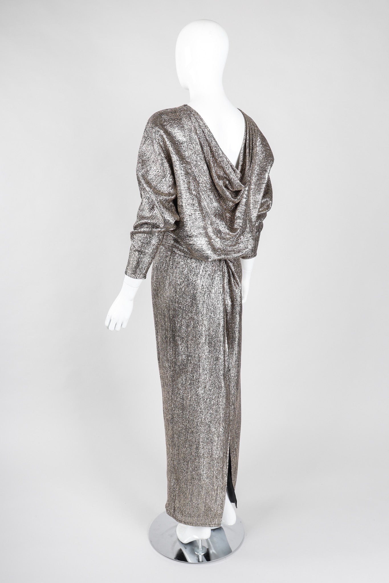 Recess Los Angeles Vintage Edward Harney Metallic Lamé Oscar Cowl Back Dress