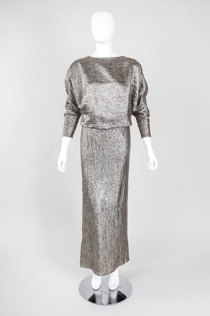 Recess Los Angeles Vintage Edward Harney Metallic Lamé Oscar Cowl Back Dress
