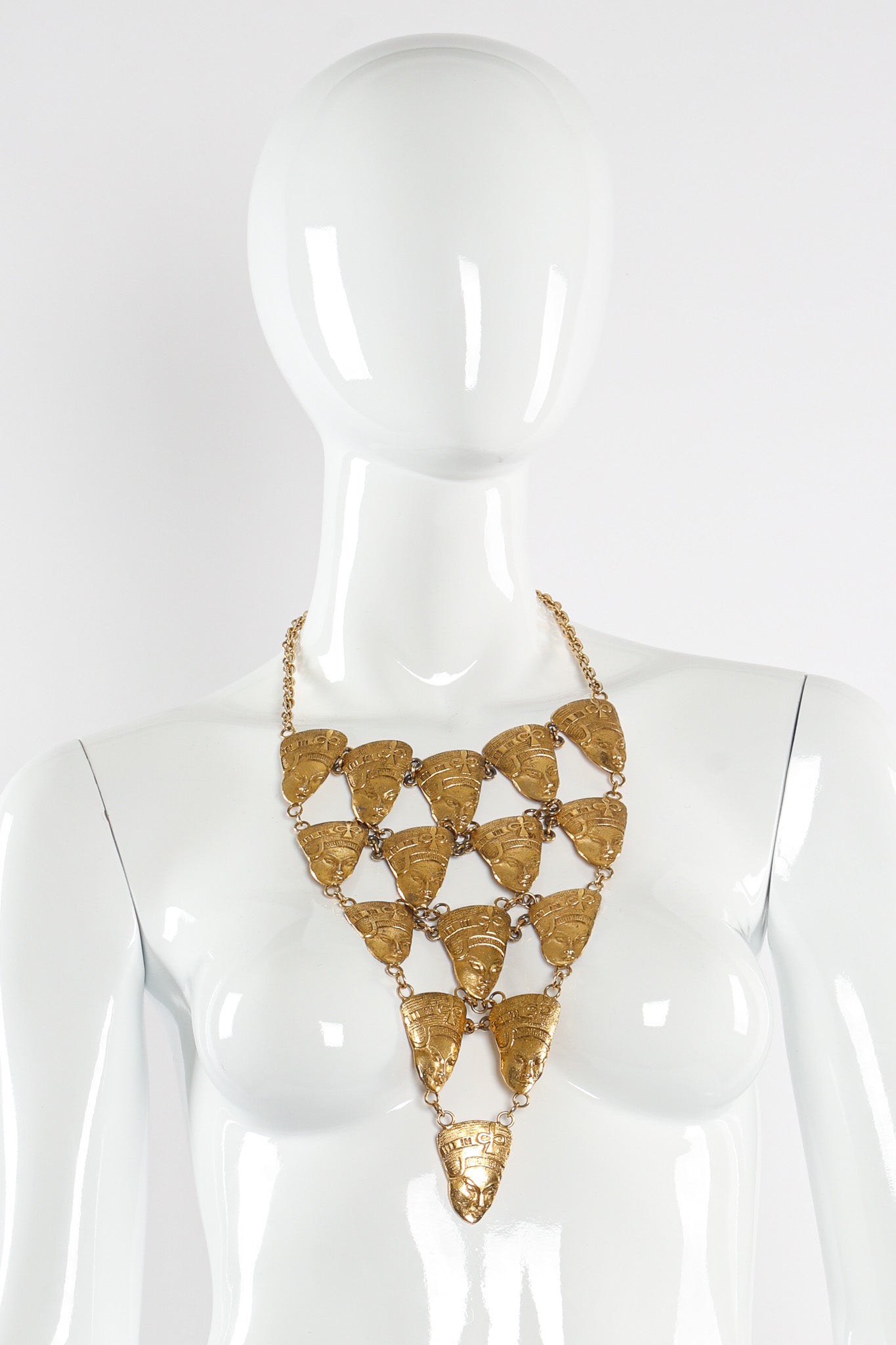 Vintage Egyptian Goddess Pyramid Bib Necklace on mannequin @ Recess LA