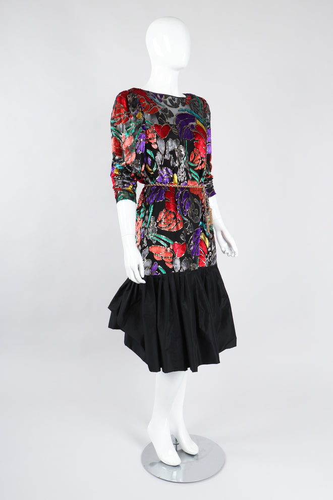 Recess Los Angeles Vintage Helga for Elizabeth Arden Salon Floral Velvet Lamé Burnout Dress