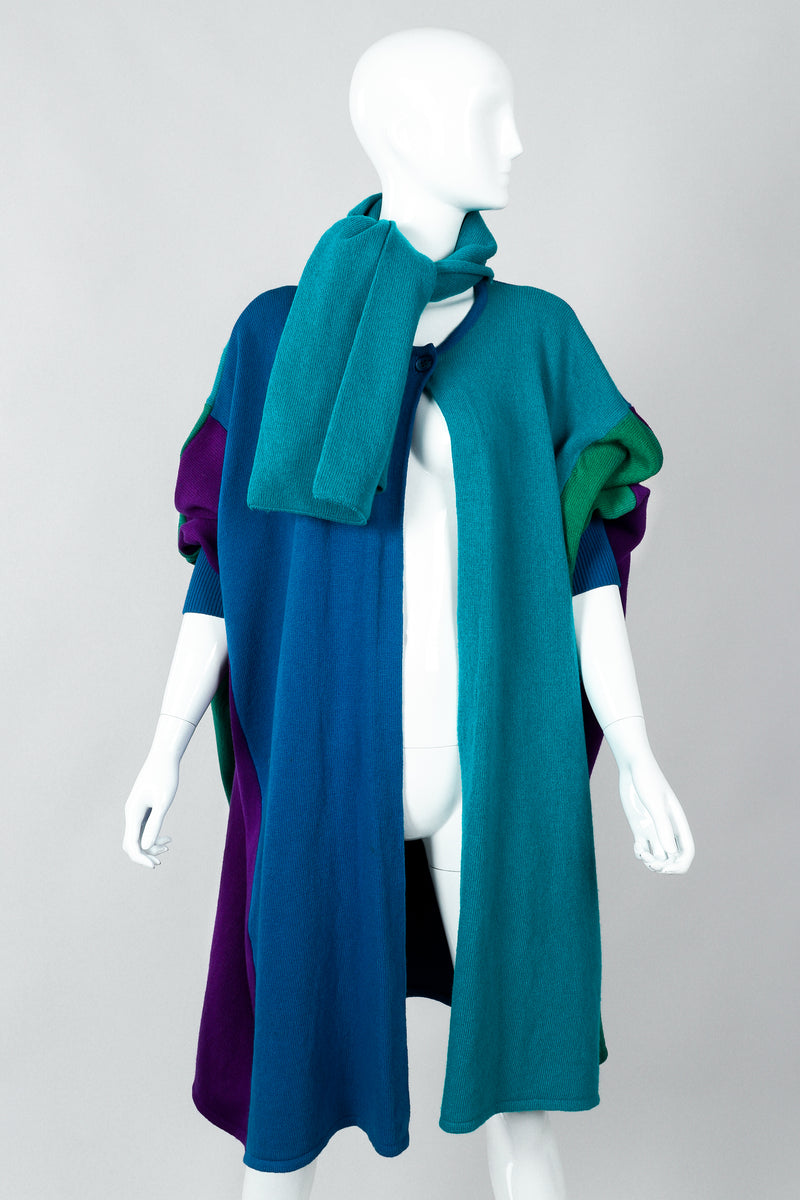 Vintage Elizabeth Arden The Salon Colorblock Batwing Knit Cape Coat on Mannequin at Recess