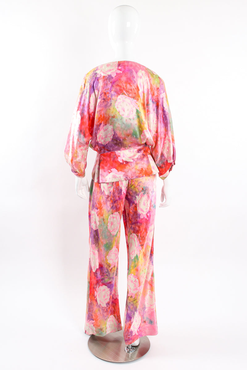 Vintage Emanuel Ungaro Parallèle Floral Silk 3-Pc Leisure Set on mannequin back @ Recess LA