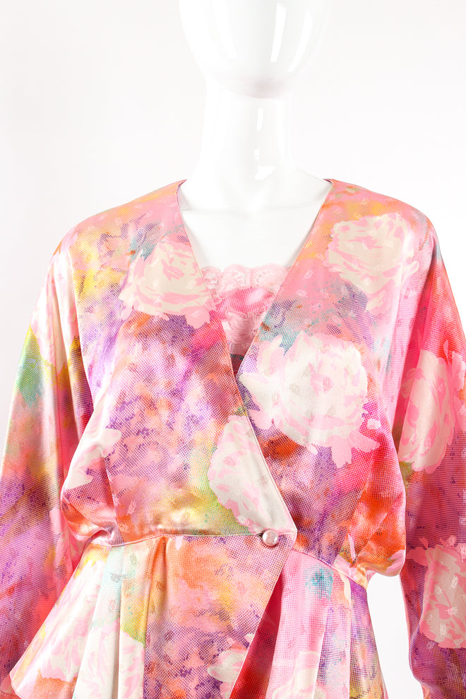 Vintage Emanuel Ungaro Parallèle Floral Silk 3-Pc Leisure Set on mannequin front crop @ Recess LA