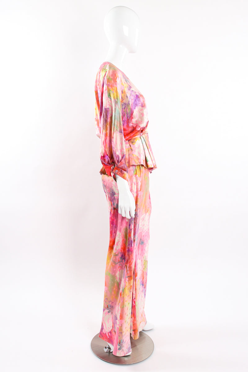 Vintage Emanuel Ungaro Parallèle Floral Silk 3-Pc Leisure Set on mannequin side @ Recess LA