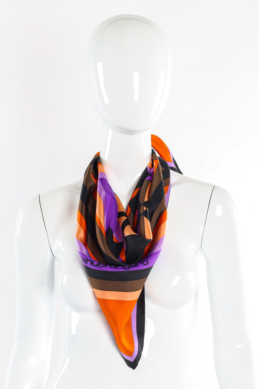 Color Block print scarf by Emanuel Ungaro photo on mannequin @recessla