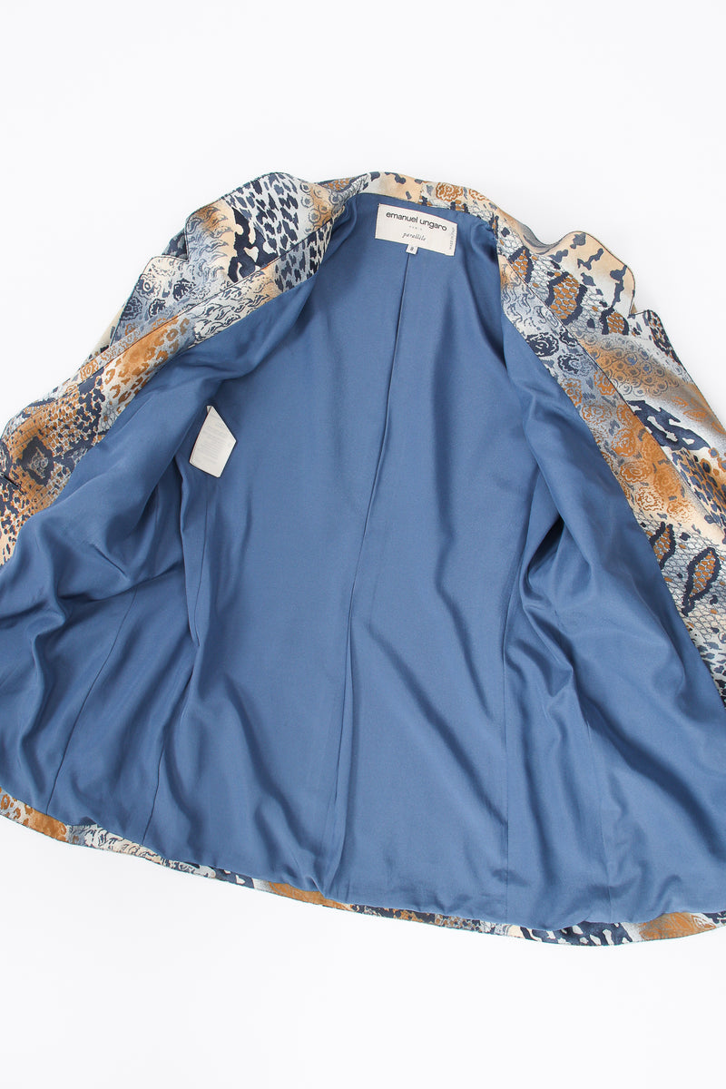 Vintage Emanuel Ungaro Mixed Animal Print Jacket & Pant Set jacket flat lining at Recess LA