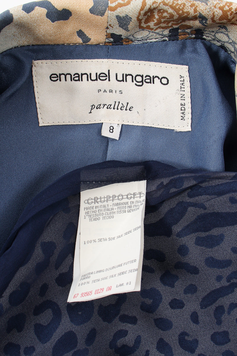 Vintage Emanuel Ungaro Mixed Animal Print Jacket & Pant Set labels at Recess LA