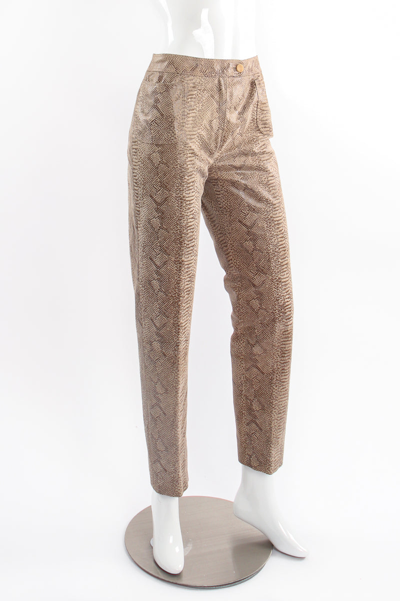 Vintage Emanuel Ungaro Suede Snakeskin Pant Suit on Mannequin angle @ Recess LA