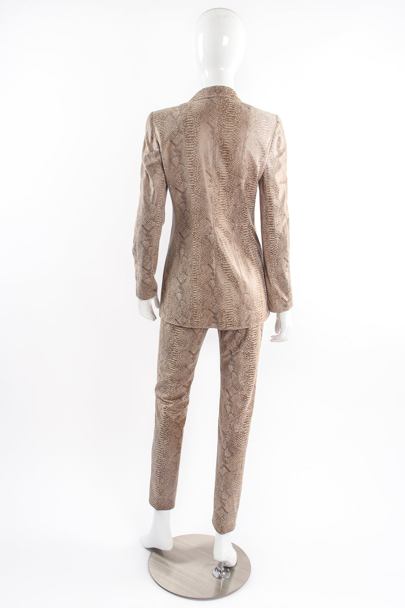 Vintage Emanuel Ungaro Suede Snakeskin Jacket & Pant Suit on Mannequin back @ Recess LA