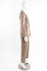 Vintage Emanuel Ungaro Suede Snakeskin Jacket & Pant Suit on Mannequin side @ Recess LA