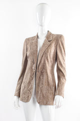 Vintage Emanuel Ungaro Suede Snakeskin Jacket Suit on Mannequin front @ Recess LA