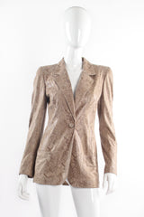 Vintage Emanuel Ungaro Suede Snakeskin Jacket Suit on Mannequin front @ Recess LA