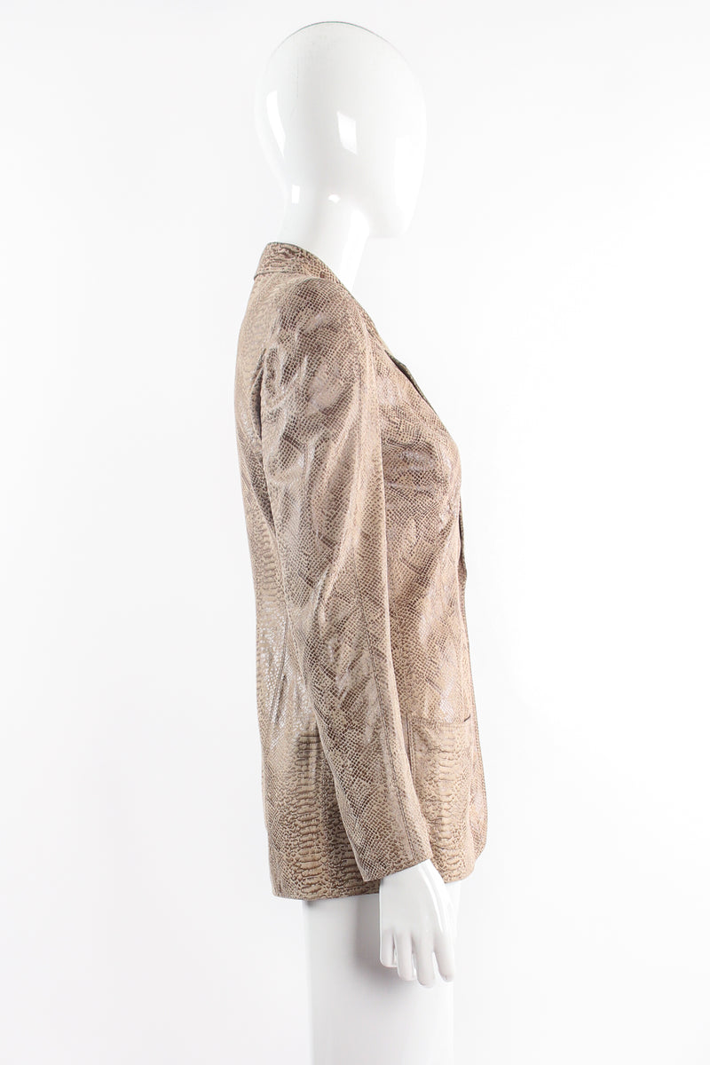 Vintage Emanuel Ungaro Suede Snakeskin Jacket Suit on Mannequin side @ Recess LA