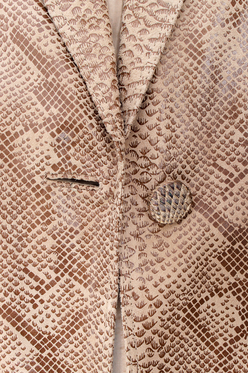 Vintage Emanuel Ungaro Suede Snakeskin Jacket & Pant Suit button @ Recess LA
