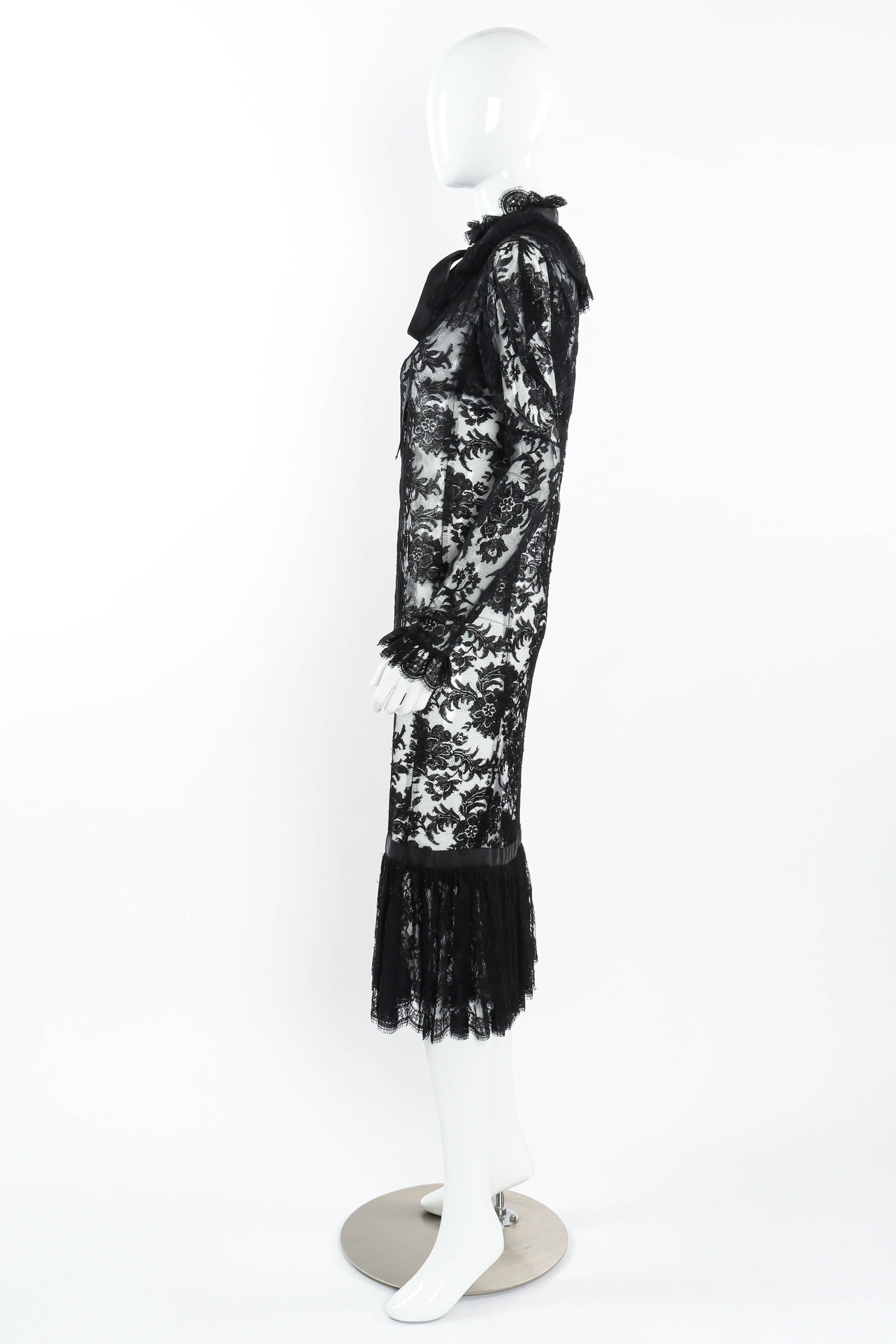 Vintage Emanuel Ungaro Bow Sheer Lace Dress mannequin side  @ Recess LA