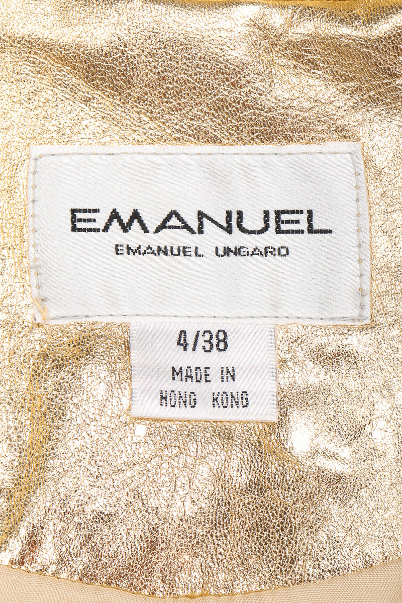 Recess Designer Consignment Vintage Emanuel Ungaro Gold Leather Biker Jacket Los Angeles Resale
