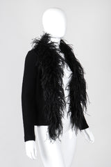 Recess Los Angeles Vintage Emanuel Ungaro Liberté Ribbed Feather Trim Cardigan Sweater