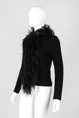 Recess Los Angeles Vintage Emanuel Ungaro Liberté Ribbed Feather Trim Cardigan Sweater