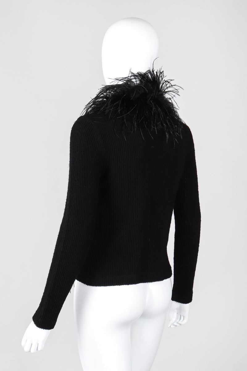 Recess Los Angeles Vintage Emanuel Ungaro Liberté Ribbed Feather Trim Cardigan Sweater