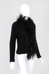 Recess Los Angeles Vintage Emanuel Ungaro Liberté Ribbed Feather Trim Cardigan Sweater
