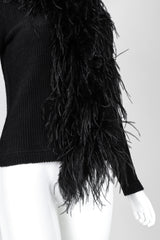 Recess Los Angeles Vintage Emanuel Ungaro Liberté Ribbed Feather Trim Cardigan Sweater
